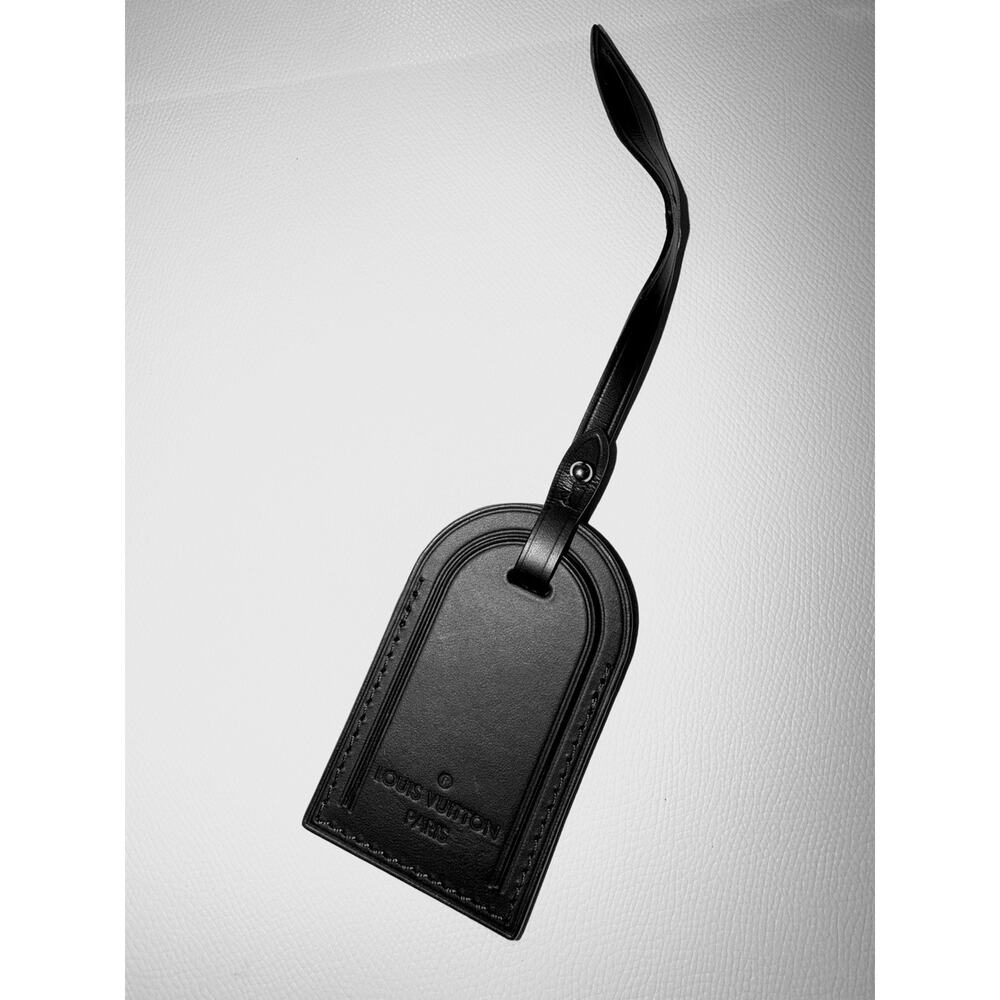 Louis Vuitton Paris Dark Brown Black Leather Tag w/ Silver Metal Large - Picture 10 of 12